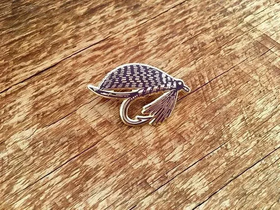 Noteworthy Paper Enamel Fly Fishing Pin 1 Noteworthy Paper Enamel Fly Fishing Pin